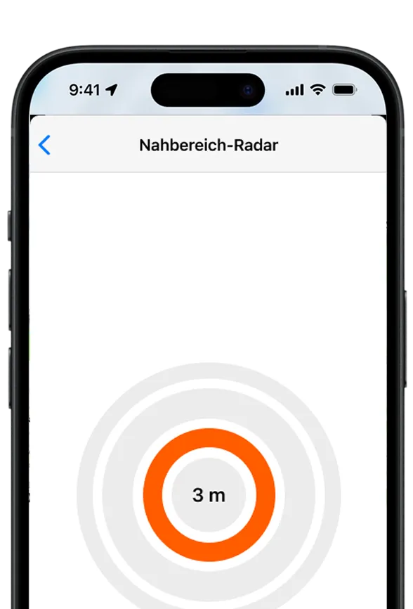 Ein Screenshot der Annäherungsradar-Funktion in der Invoxia GPS-App.