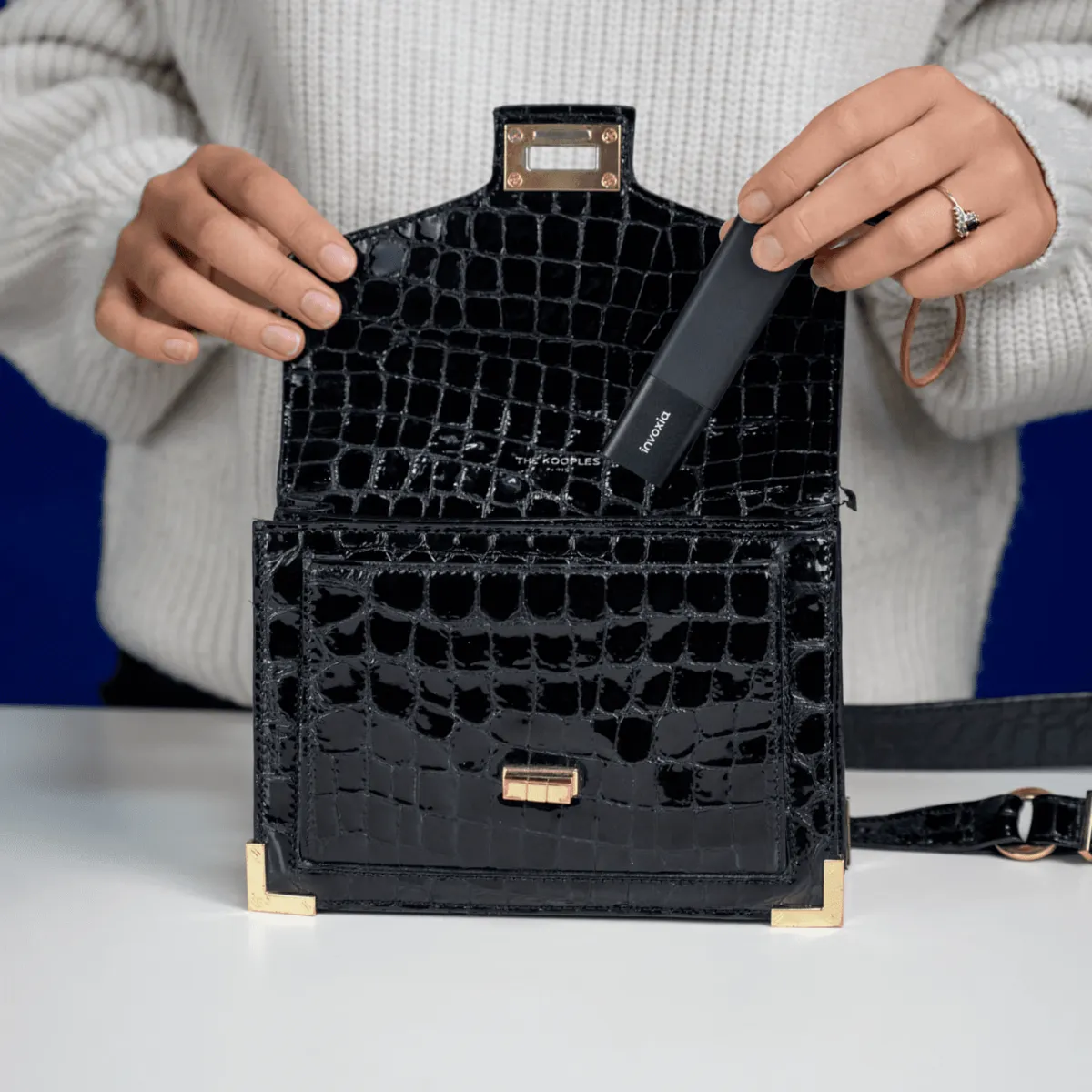 Child's bag with a compact GPS tracker